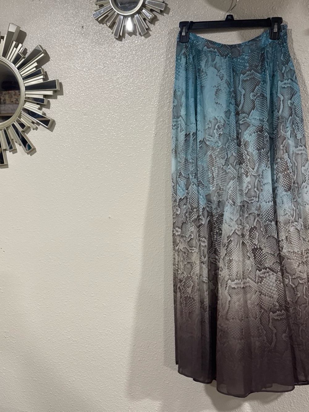 White House Black Market Blue Ombre Snake-Print Maxi Skirt. With one slide .